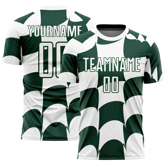 Custom White Green Plaid Sublimation Soccer Uniform Jersey - Main View