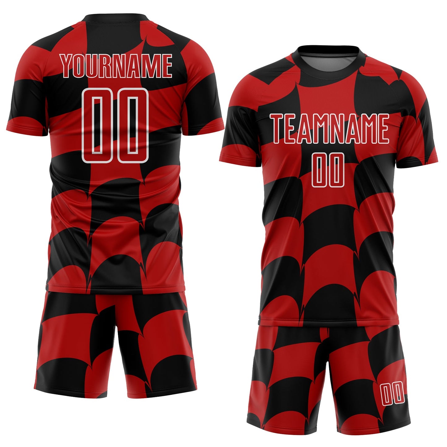 Custom Black Red-White Plaid Sublimation Soccer Uniform Jersey view 2