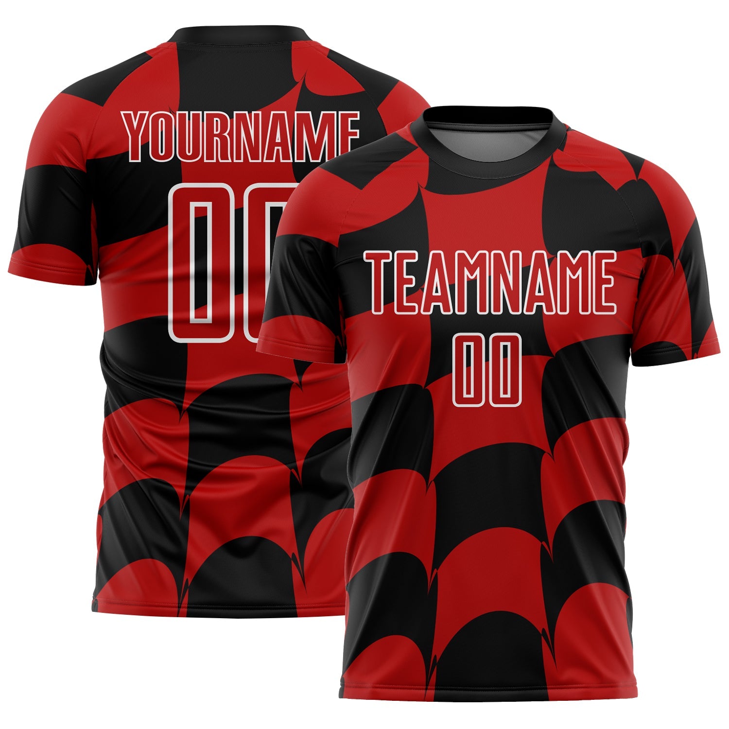 Custom Black Red-White Plaid Sublimation Soccer Uniform Jersey - Main View