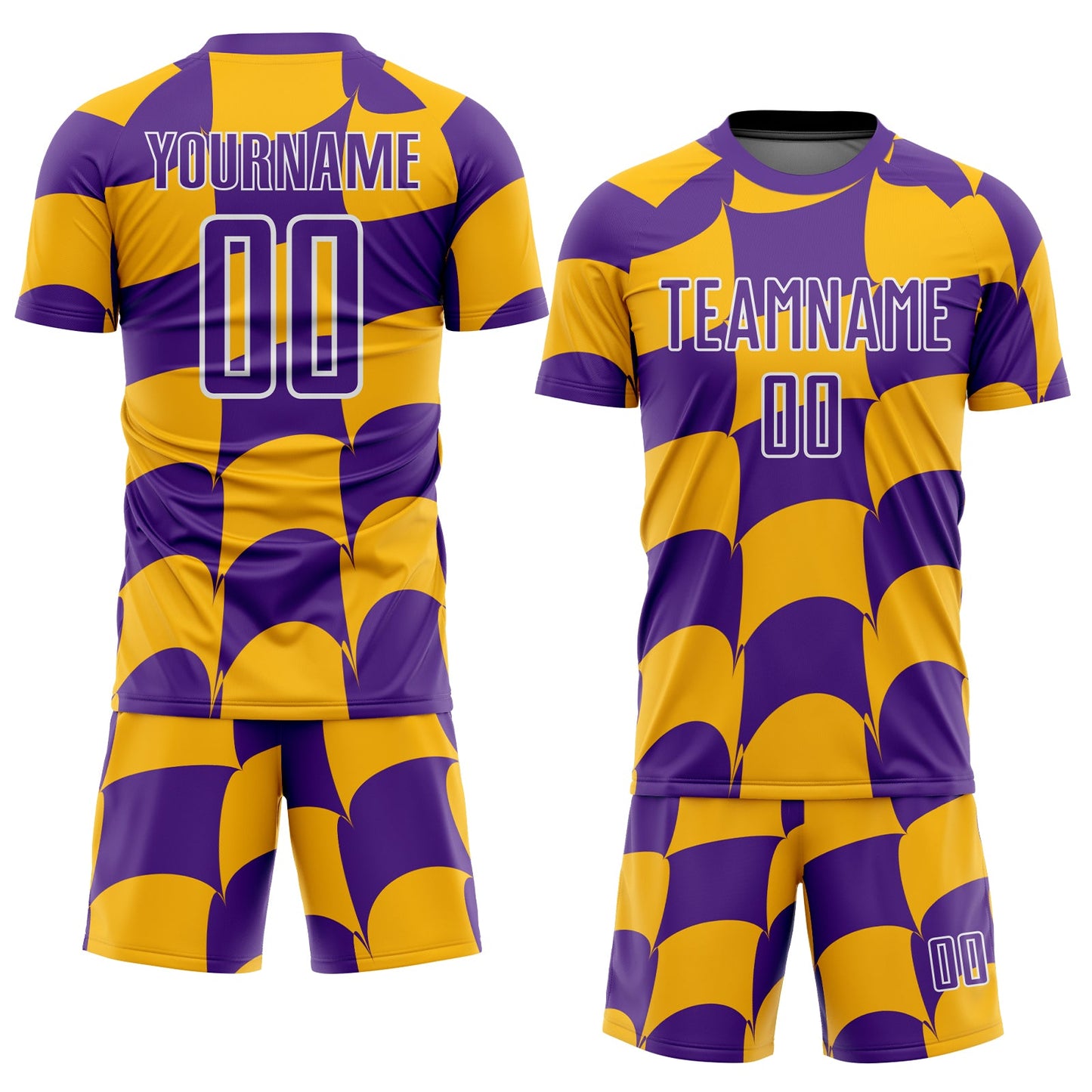Custom Purple Gold-White Plaid Sublimation Soccer Uniform Jersey view 2