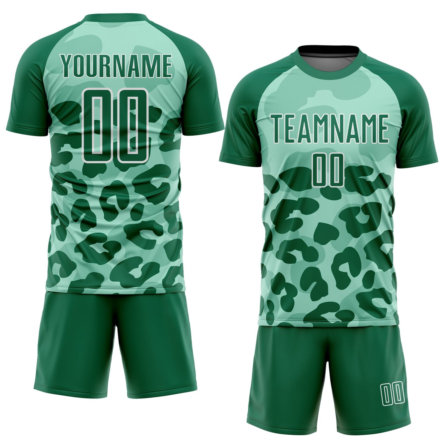 Custom Pea Green Kelly Green-White Animal Print Sublimation Soccer Uniform Jersey view 2