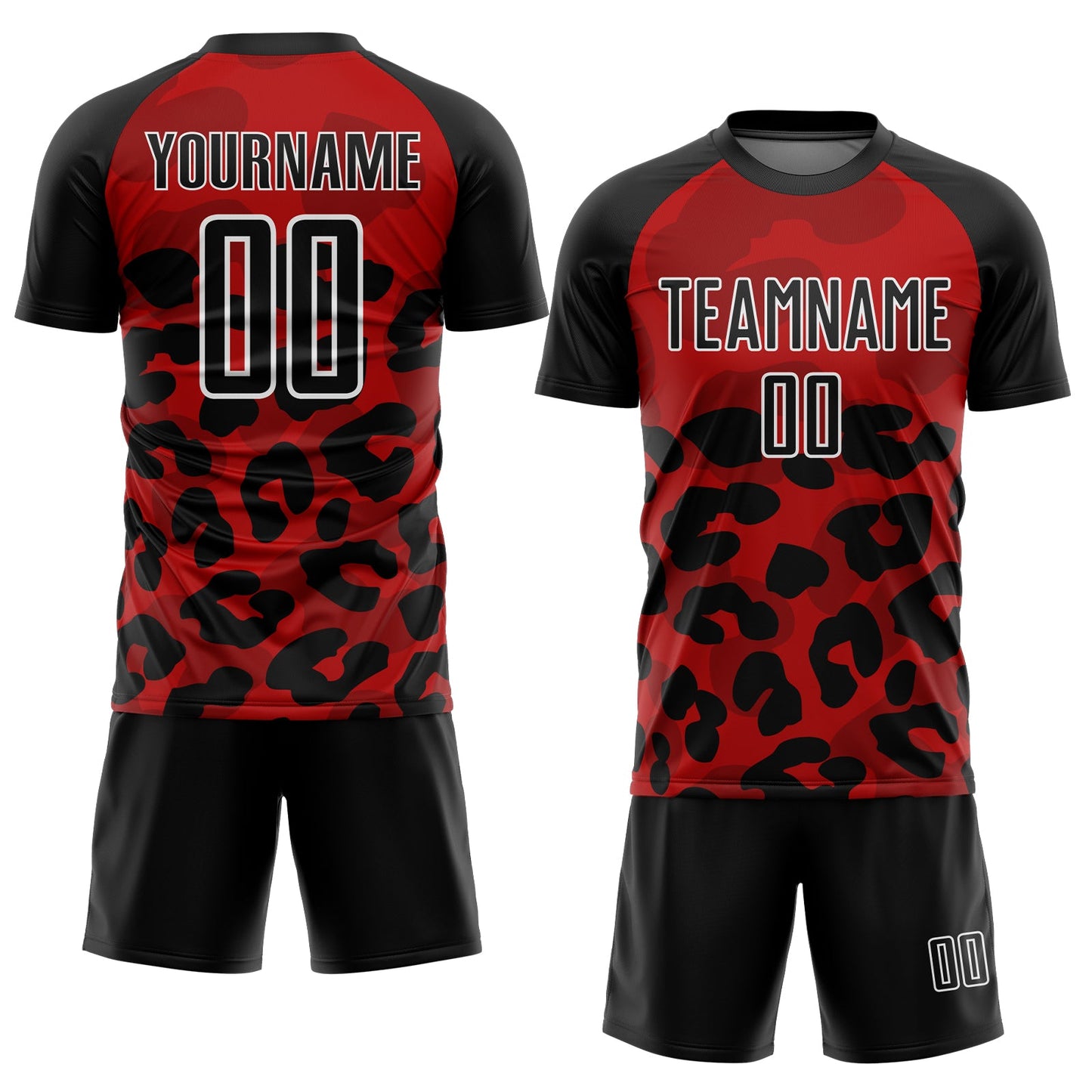 Custom Red Black-White Animal Print Sublimation Soccer Uniform Jersey view 2