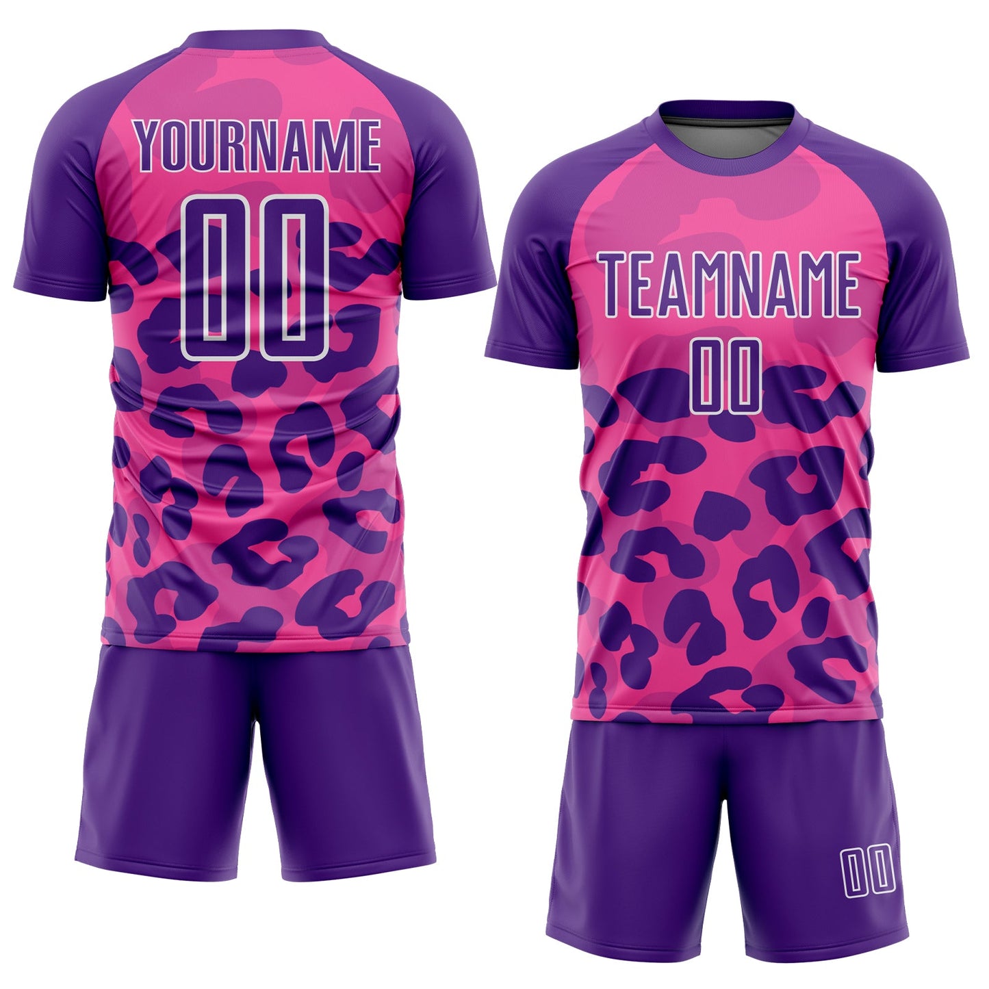 Custom Pink Purple-White Animal Print Sublimation Soccer Uniform Jersey view 2