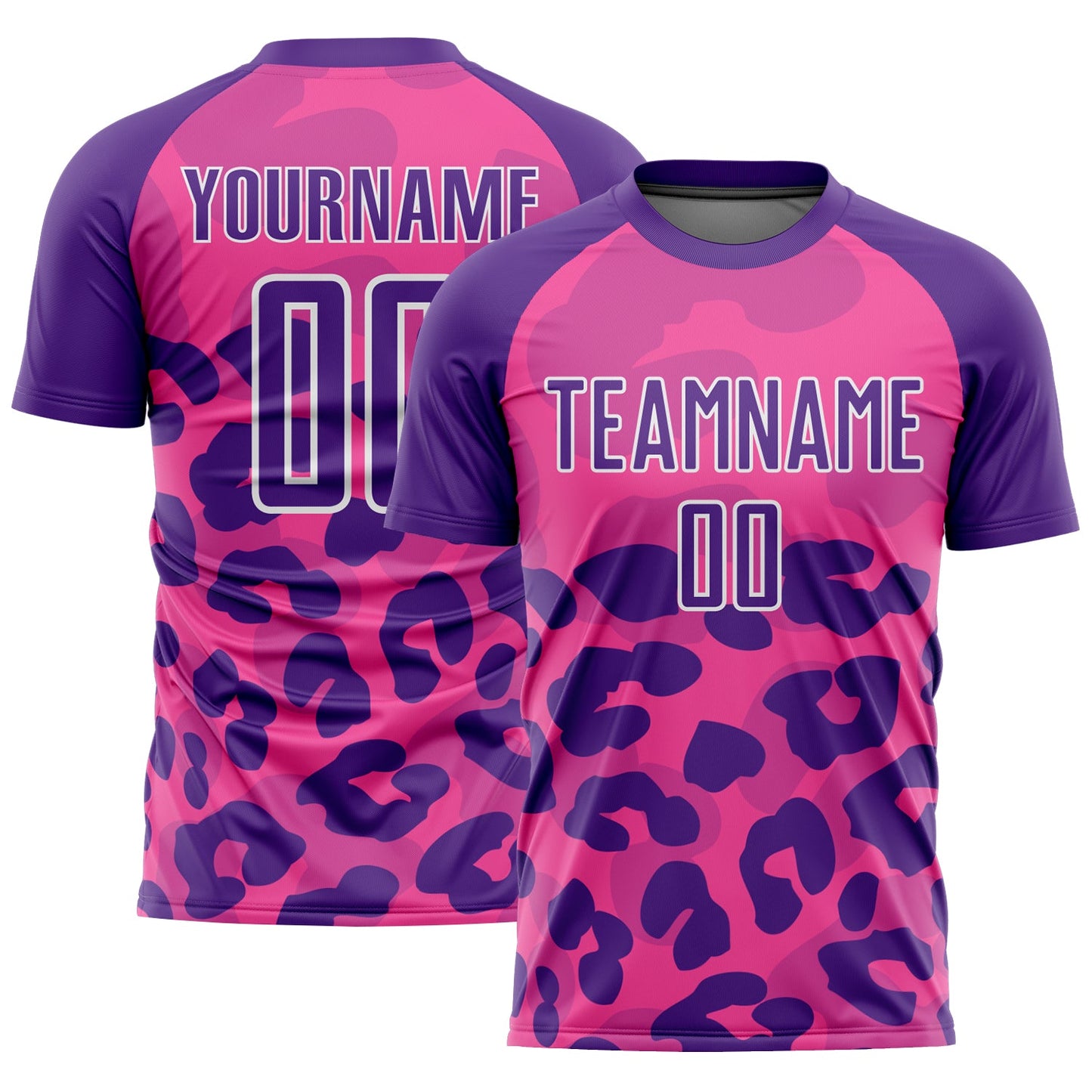 Custom Pink Purple-White Animal Print Sublimation Soccer Uniform Jersey - Main View