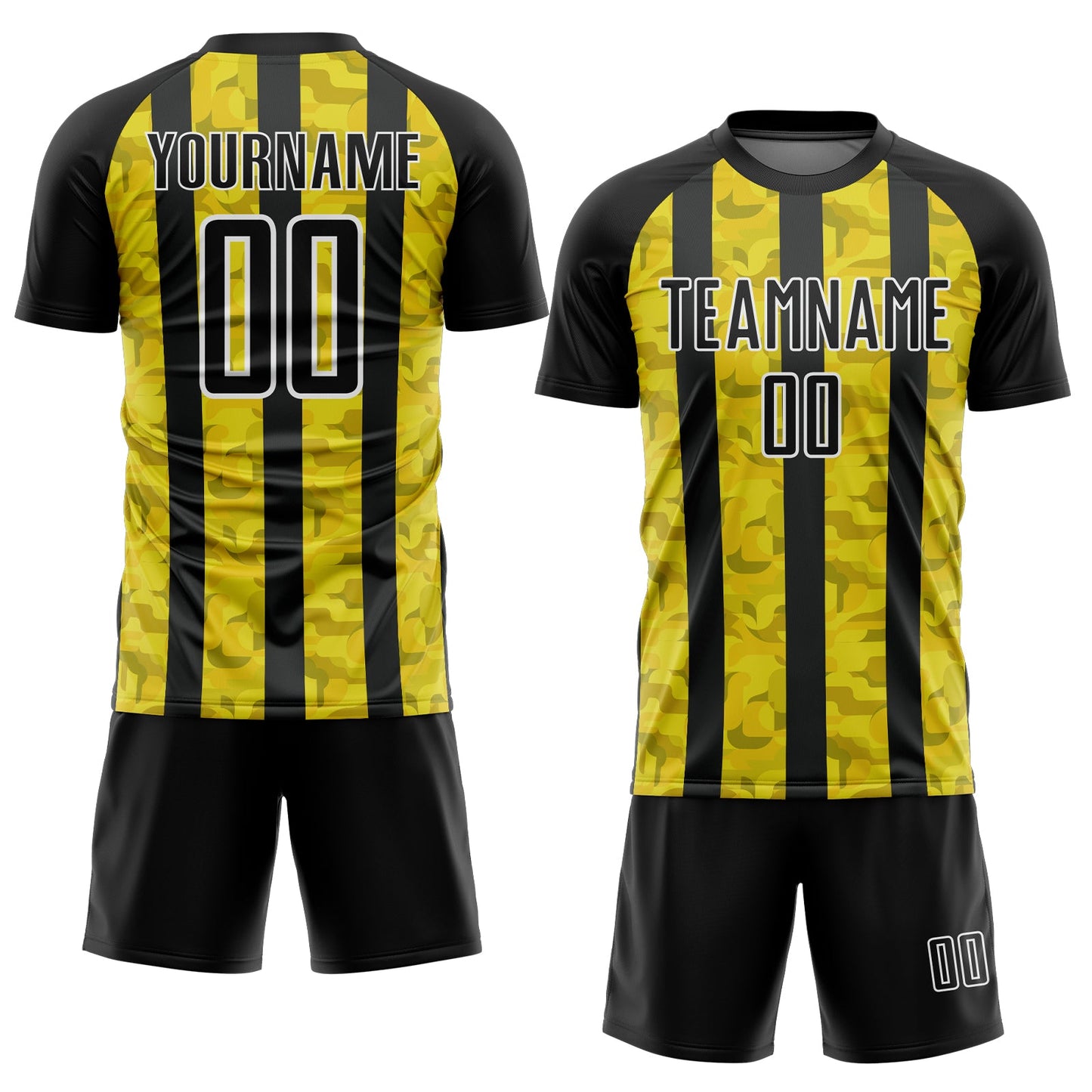 Custom Black Yellow-White Sublimation Soccer Uniform Jersey view 2
