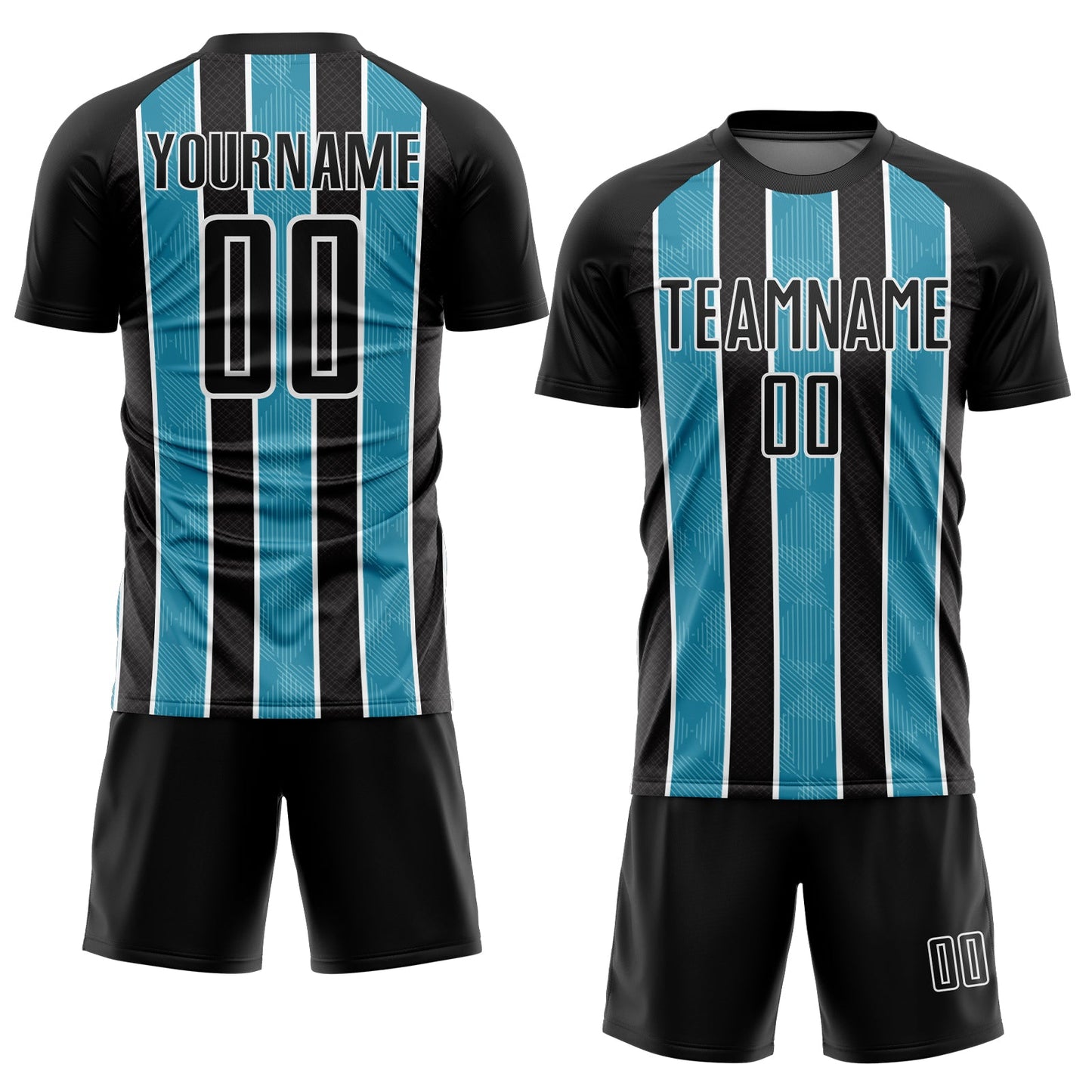 Custom Black Panther Blue-White Stripes Sublimation Soccer Uniform Jersey view 2