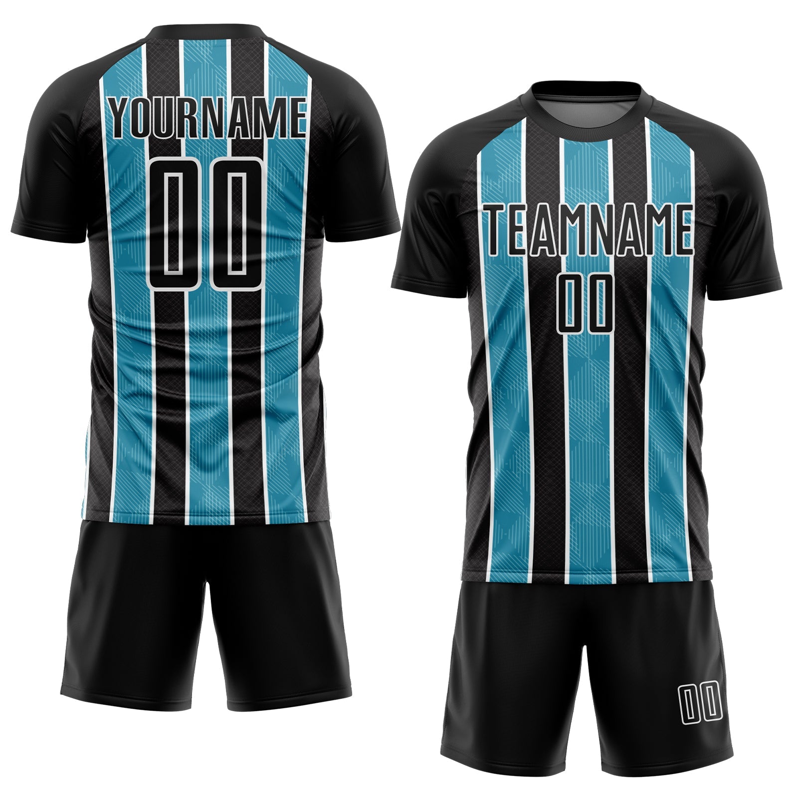 Custom Black Panther Blue-White Stripes Sublimation Soccer Uniform Jersey view 2