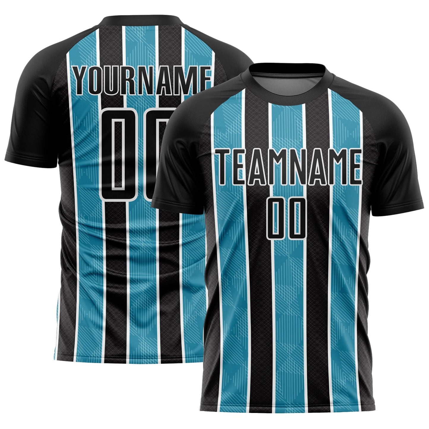 Custom Black Panther Blue-White Stripes Sublimation Soccer Uniform Jersey - Main View