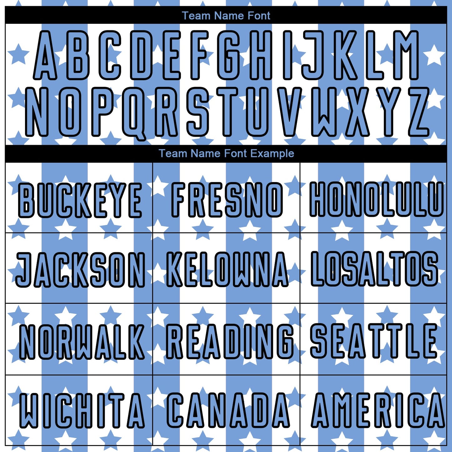 Custom Light Blue Black-White Stars And Stripes Sublimation Soccer Uniform Jersey view 5
