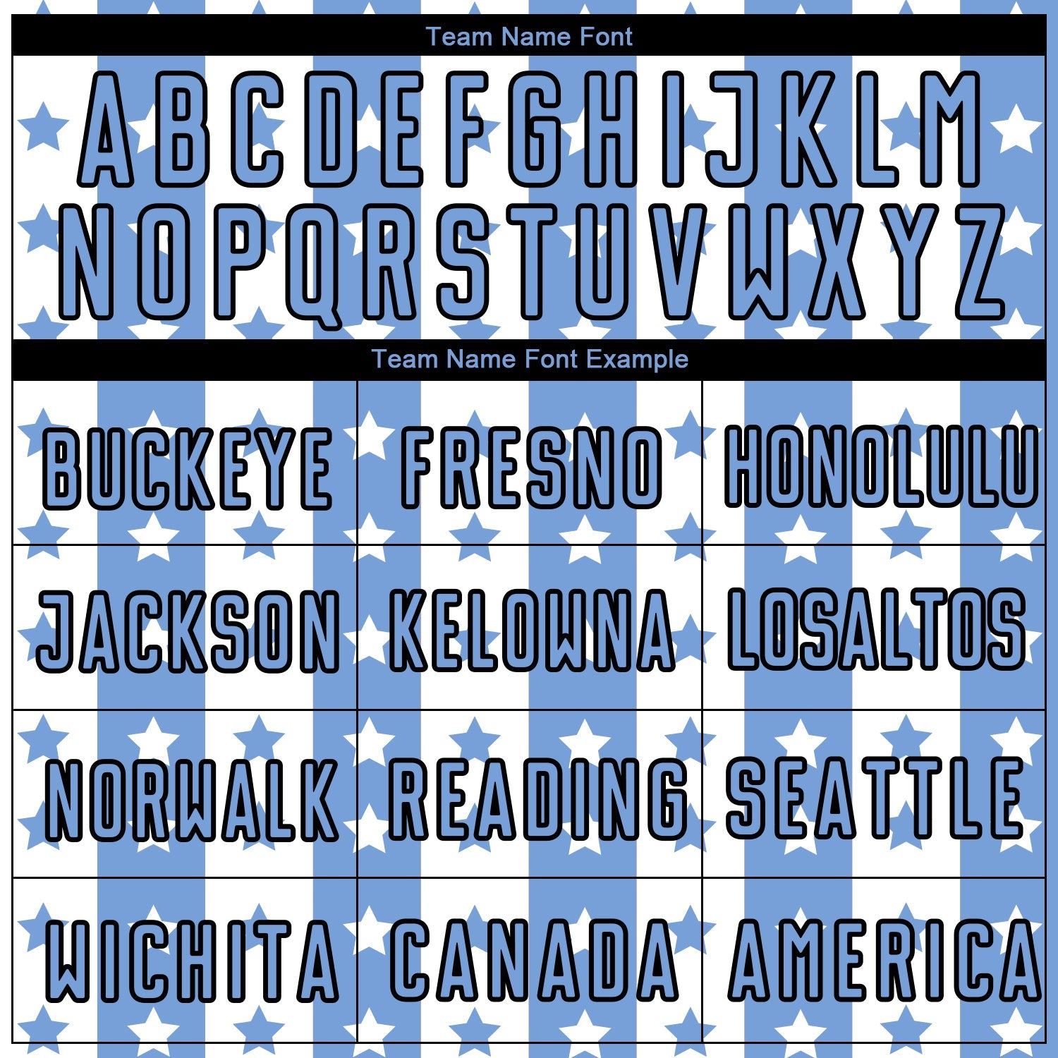 Custom Light Blue Black-White Stars And Stripes Sublimation Soccer Uniform Jersey view 5