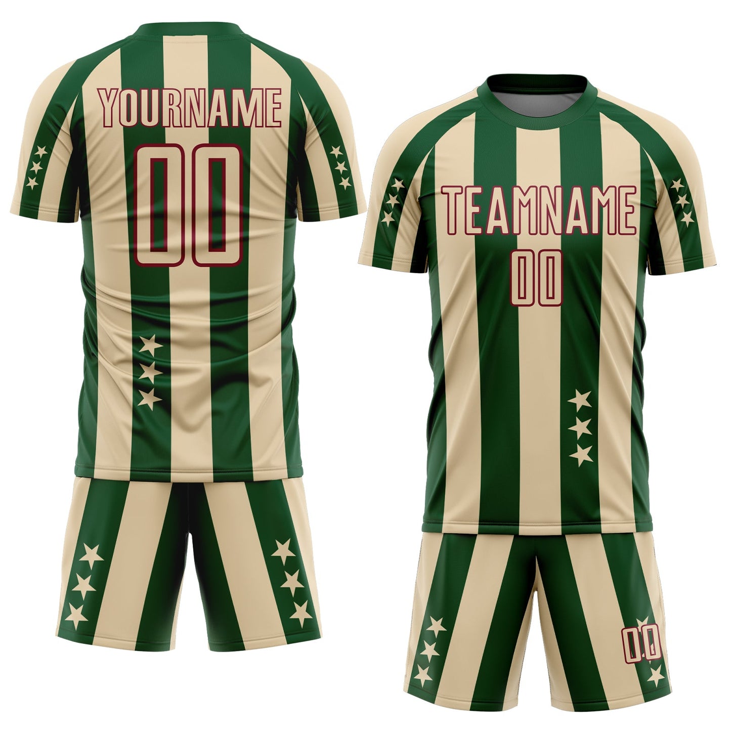 Custom City Cream Green-Crimson Stars And Stripes Sublimation Soccer Uniform Jersey view 2