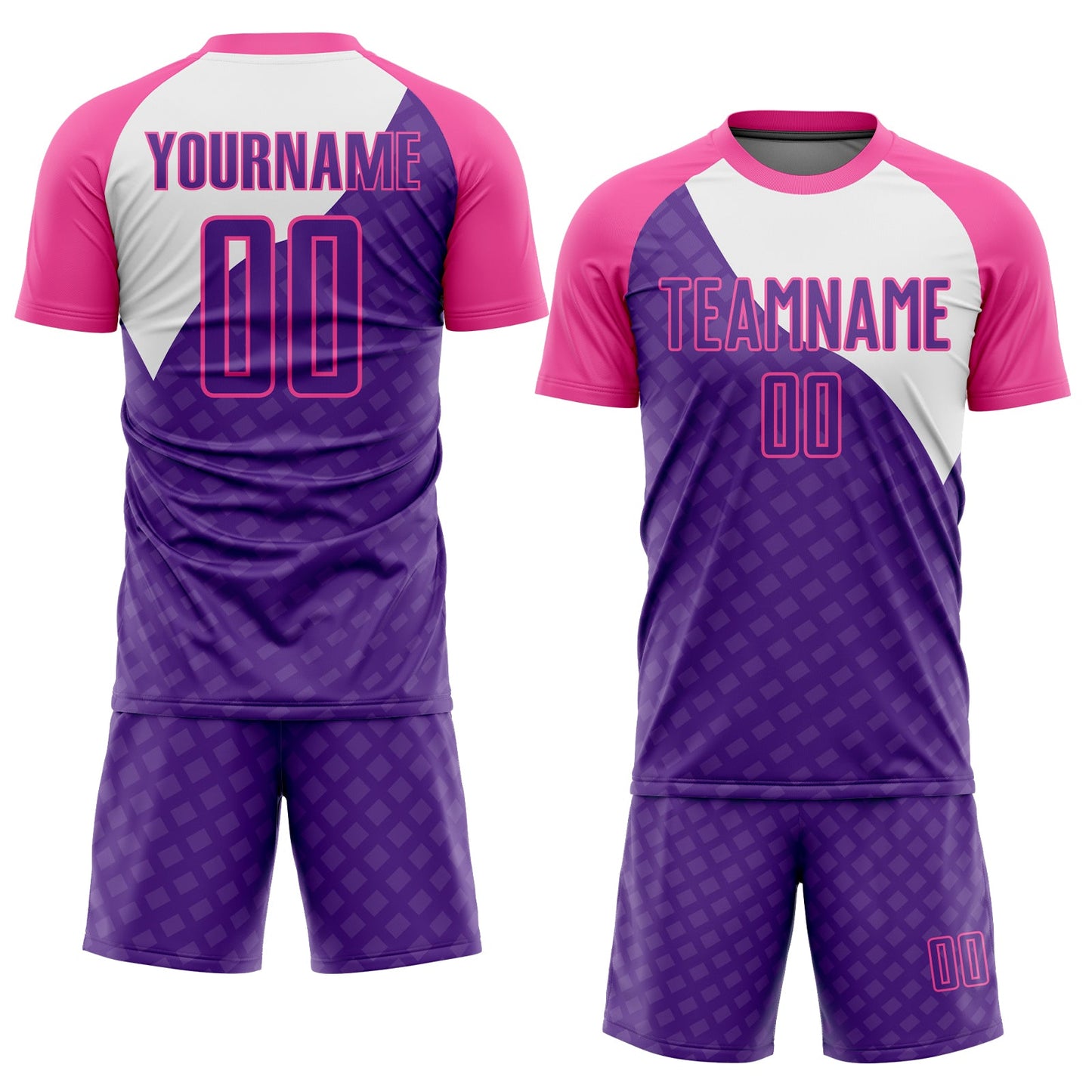 Custom Purple Pink-White Curve Lines Sublimation Soccer Uniform Jersey view 2
