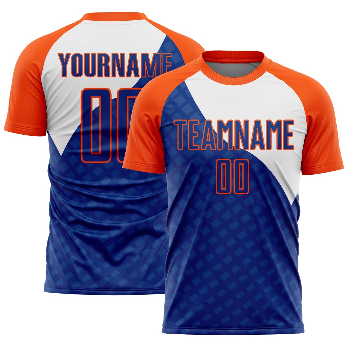 Custom Royal Orange-White Curve Lines Sublimation Soccer Uniform Jersey - Main View