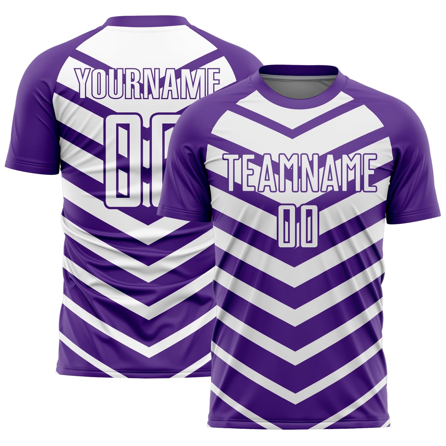 Custom Purple White Arrow Shapes Sublimation Soccer Uniform Jersey - Main View