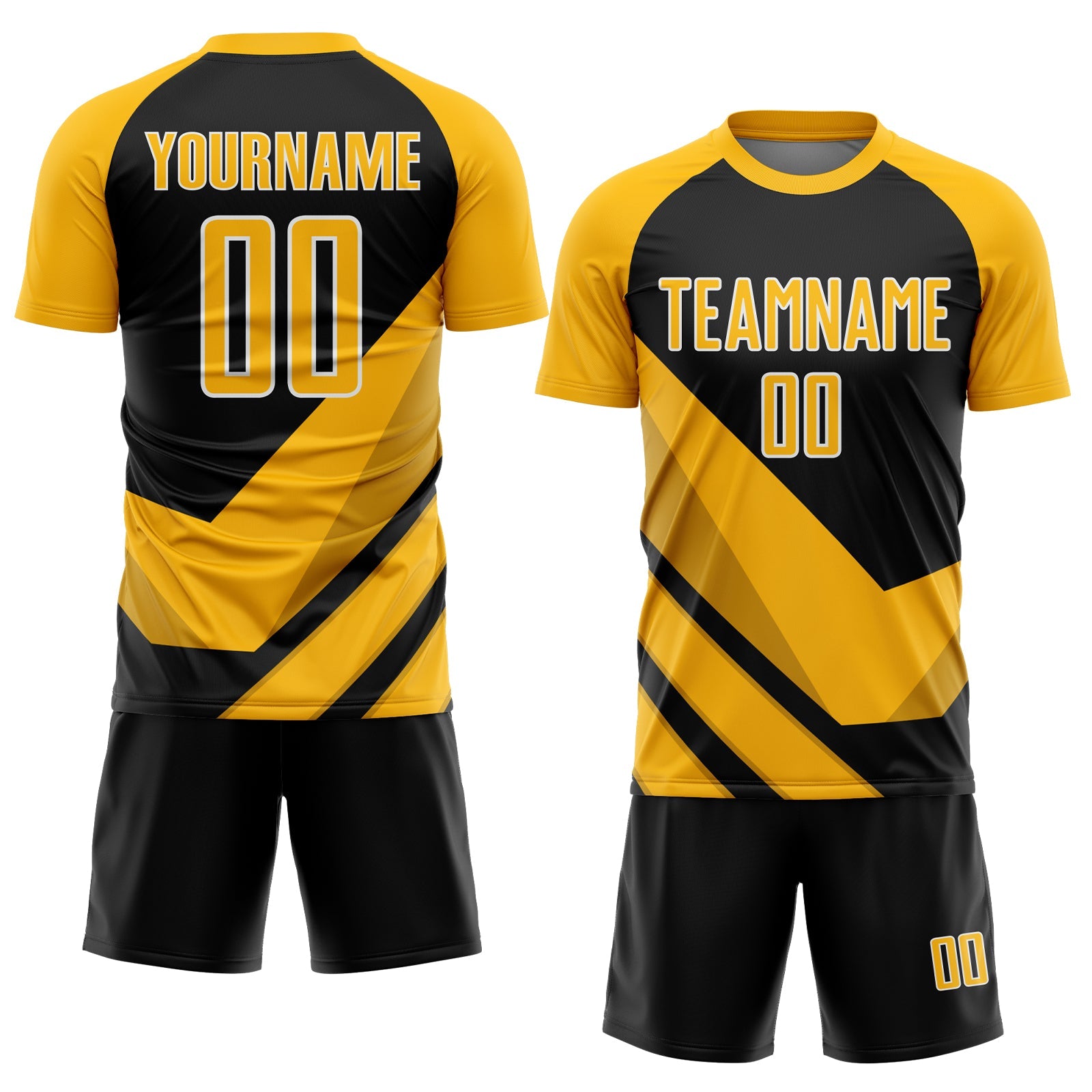 Custom Gold Black-White Arrow Shapes Sublimation Soccer Uniform Jersey view 2