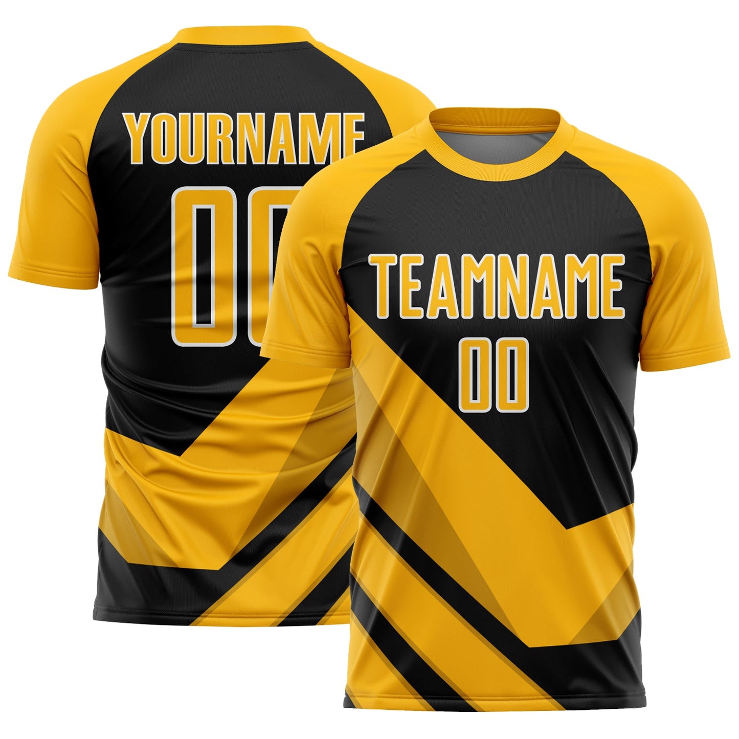 Custom Gold Black-White Arrow Shapes Sublimation Soccer Uniform Jersey - Main View
