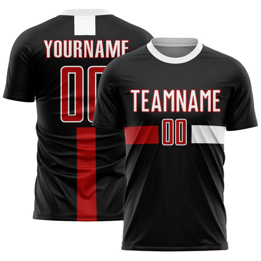 Custom Black Red-White Sublimation Soccer Uniform Jersey - Main View