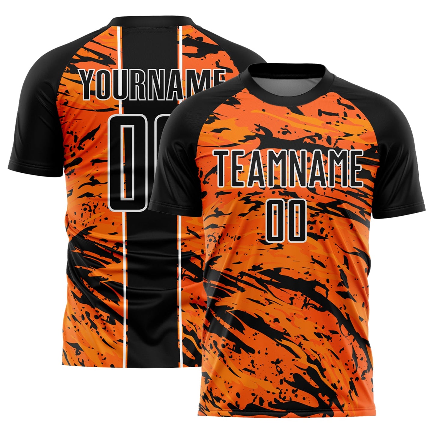 Custom Bay Orange Black-White Abstract Fluid Sublimation Soccer Uniform Jersey - Main View