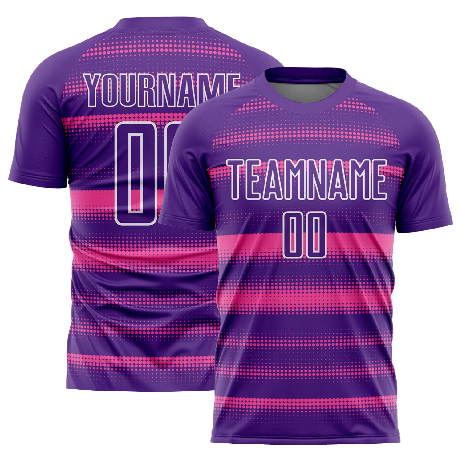 Custom Purple Pink-White Halftone Dots Sublimation Soccer Uniform Jersey - Main View