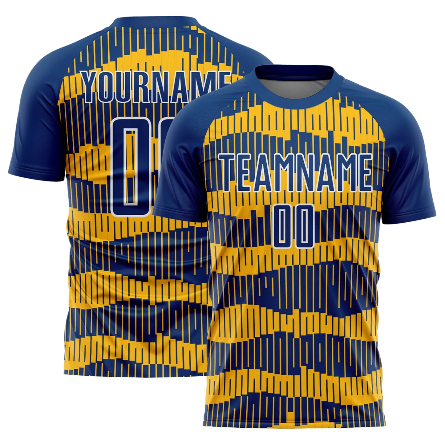Custom Royal Gold-White Pinstripe Sublimation Soccer Uniform Jersey - Main View