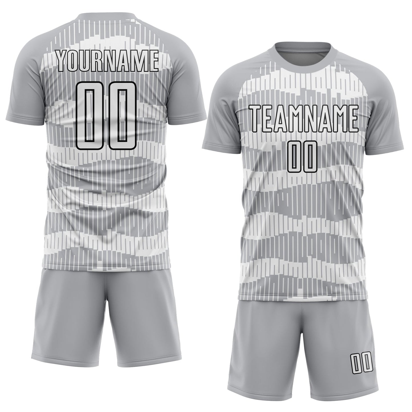 Custom Gray White-Black Pinstripe Sublimation Soccer Uniform Jersey view 2