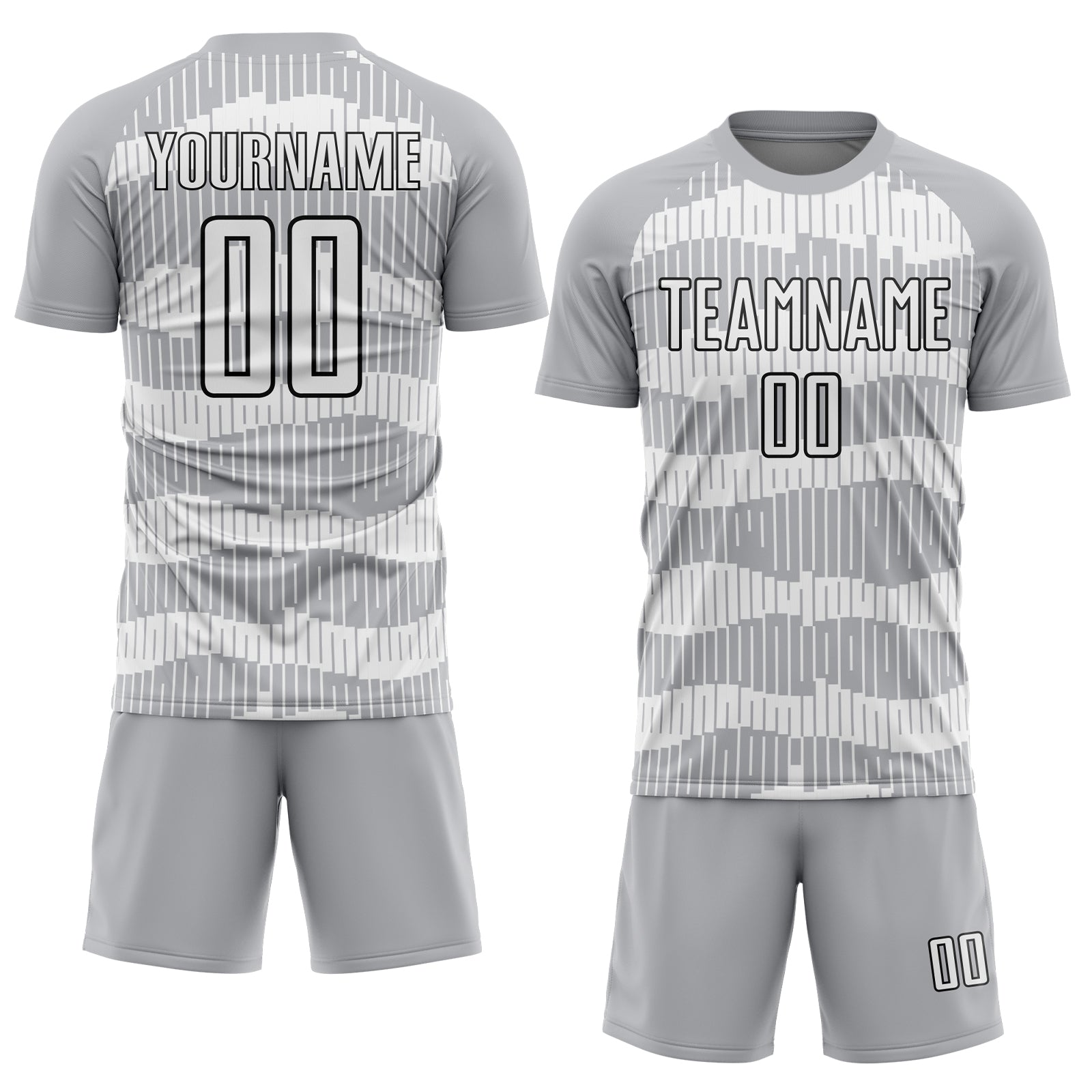 Custom Gray White-Black Pinstripe Sublimation Soccer Uniform Jersey view 2