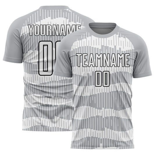 Custom Gray White-Black Pinstripe Sublimation Soccer Uniform Jersey - Main View