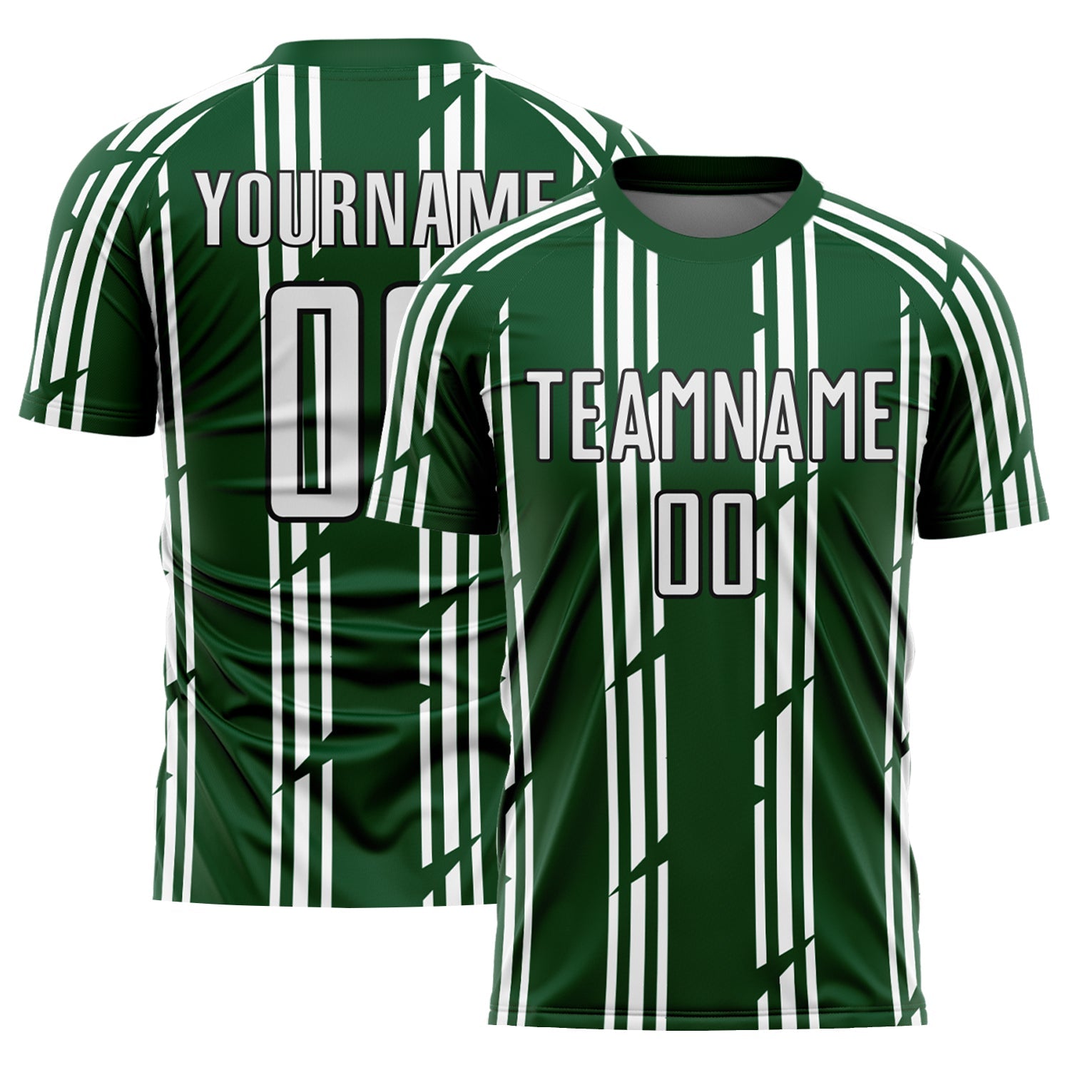 Custom Green White-Black Pinstripe Sublimation Soccer Uniform Jersey - Main View
