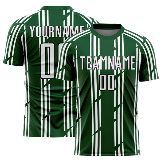 Custom Green White-Black Pinstripe Sublimation Soccer Uniform Jersey - Main View