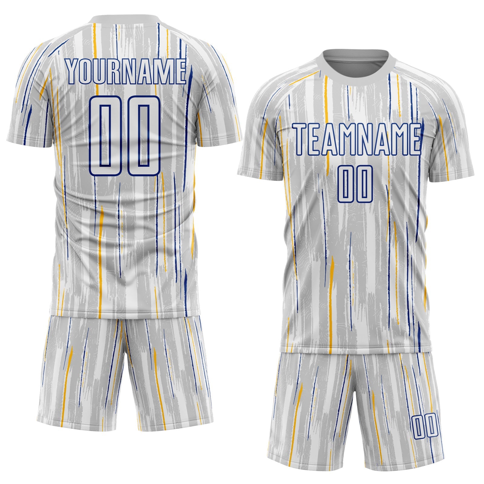 Custom Gray White-Royal Pinstripe Sublimation Soccer Uniform Jersey view 2