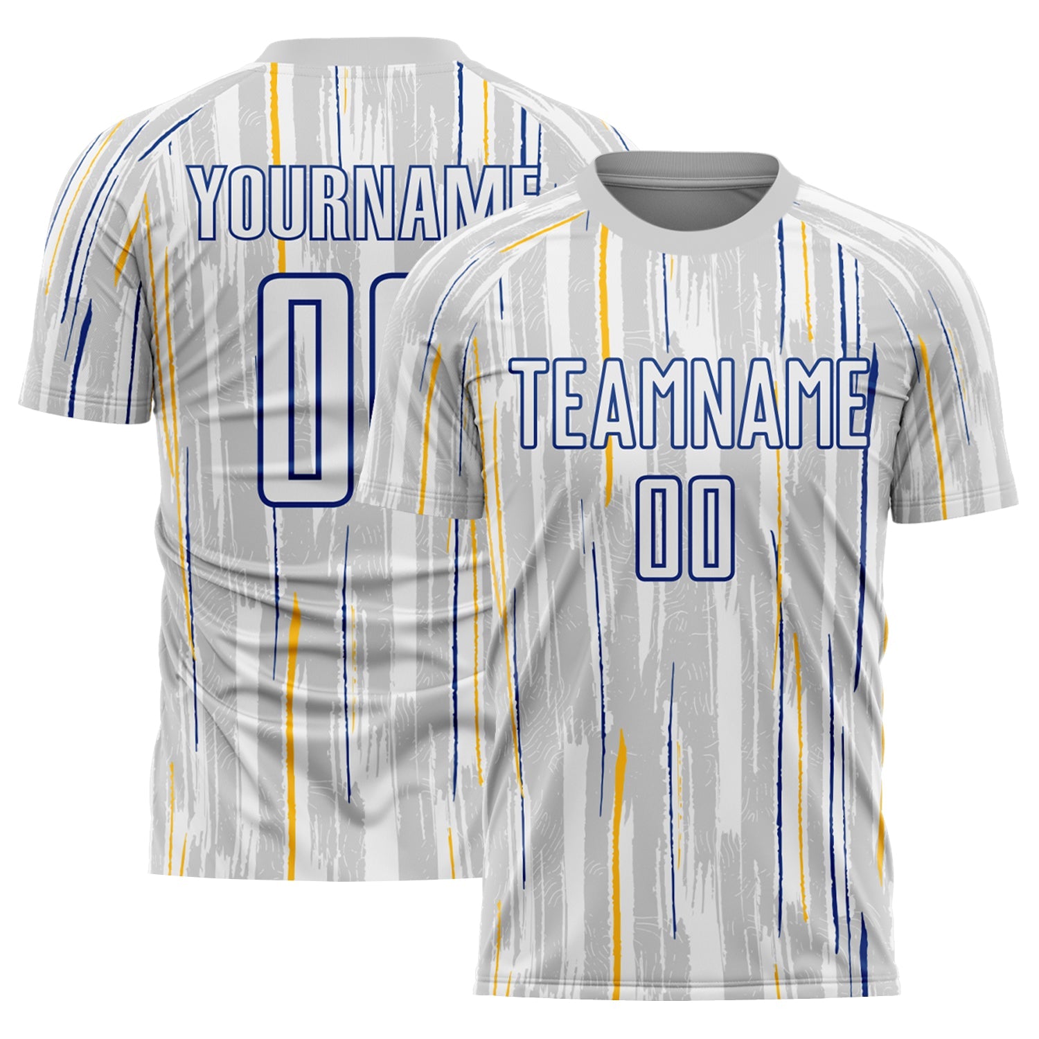 Custom Gray White-Royal Pinstripe Sublimation Soccer Uniform Jersey - Main View