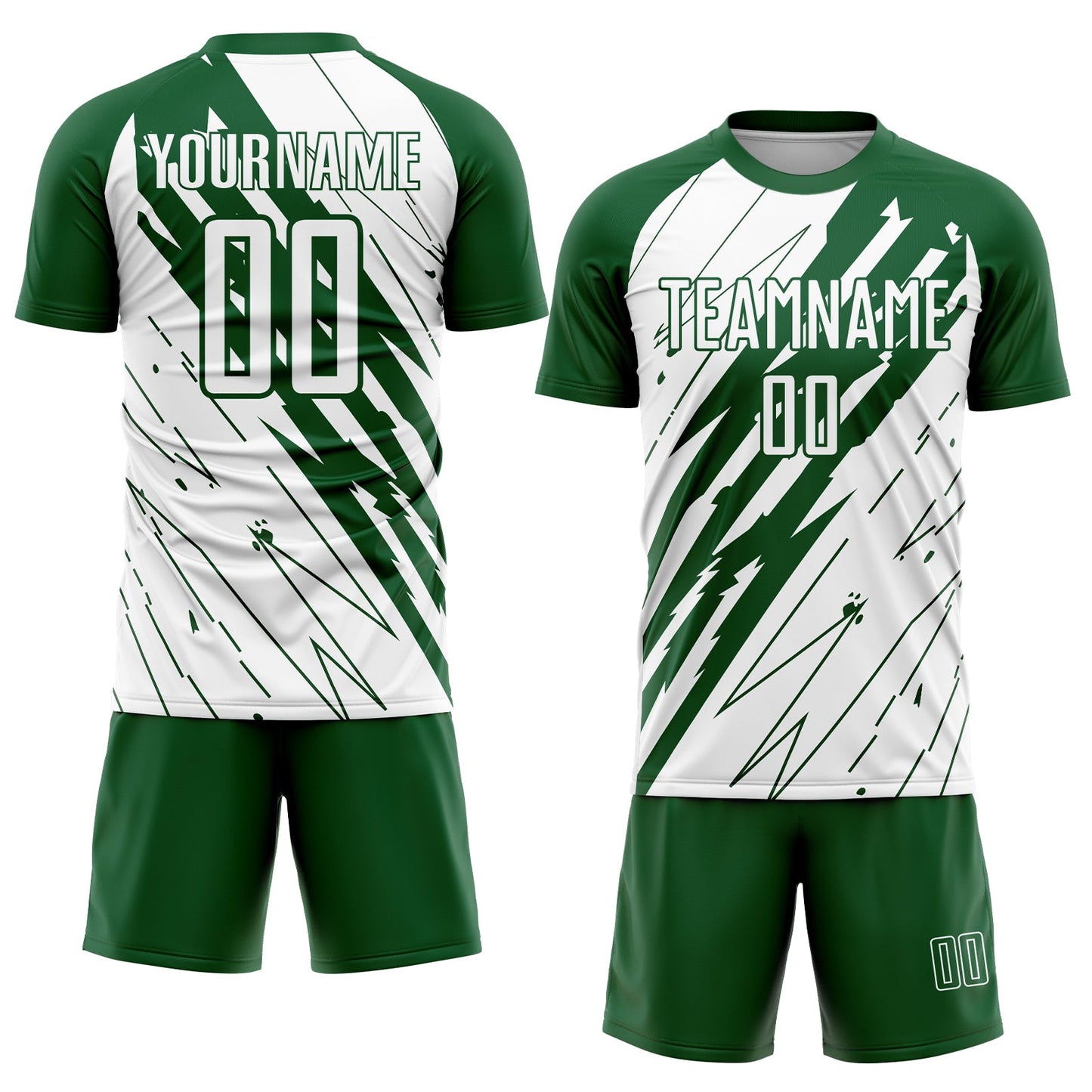 Custom Kelly Green White Sublimation Soccer Uniform Jersey view 2