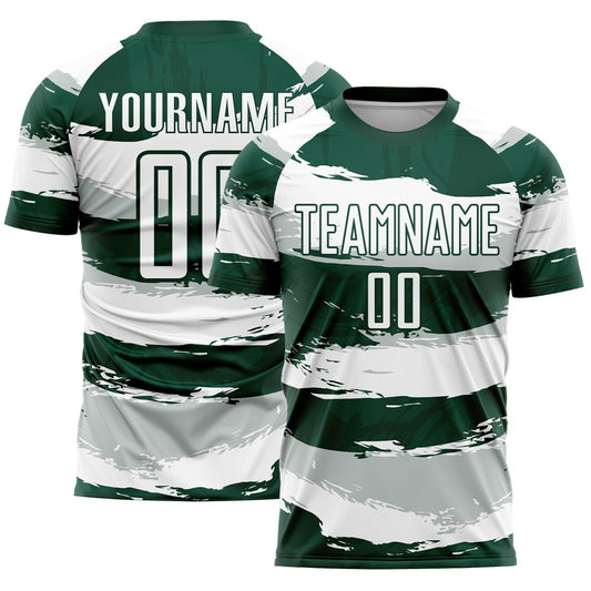 Custom Green White Sublimation Soccer Uniform Jersey - Main View