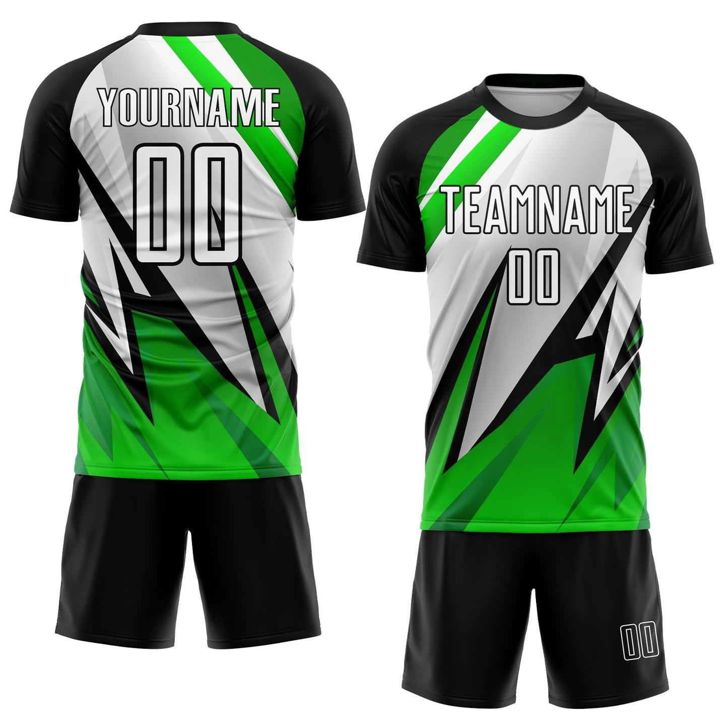 Custom Black White-Aurora Green Sublimation Soccer Uniform Jersey view 2