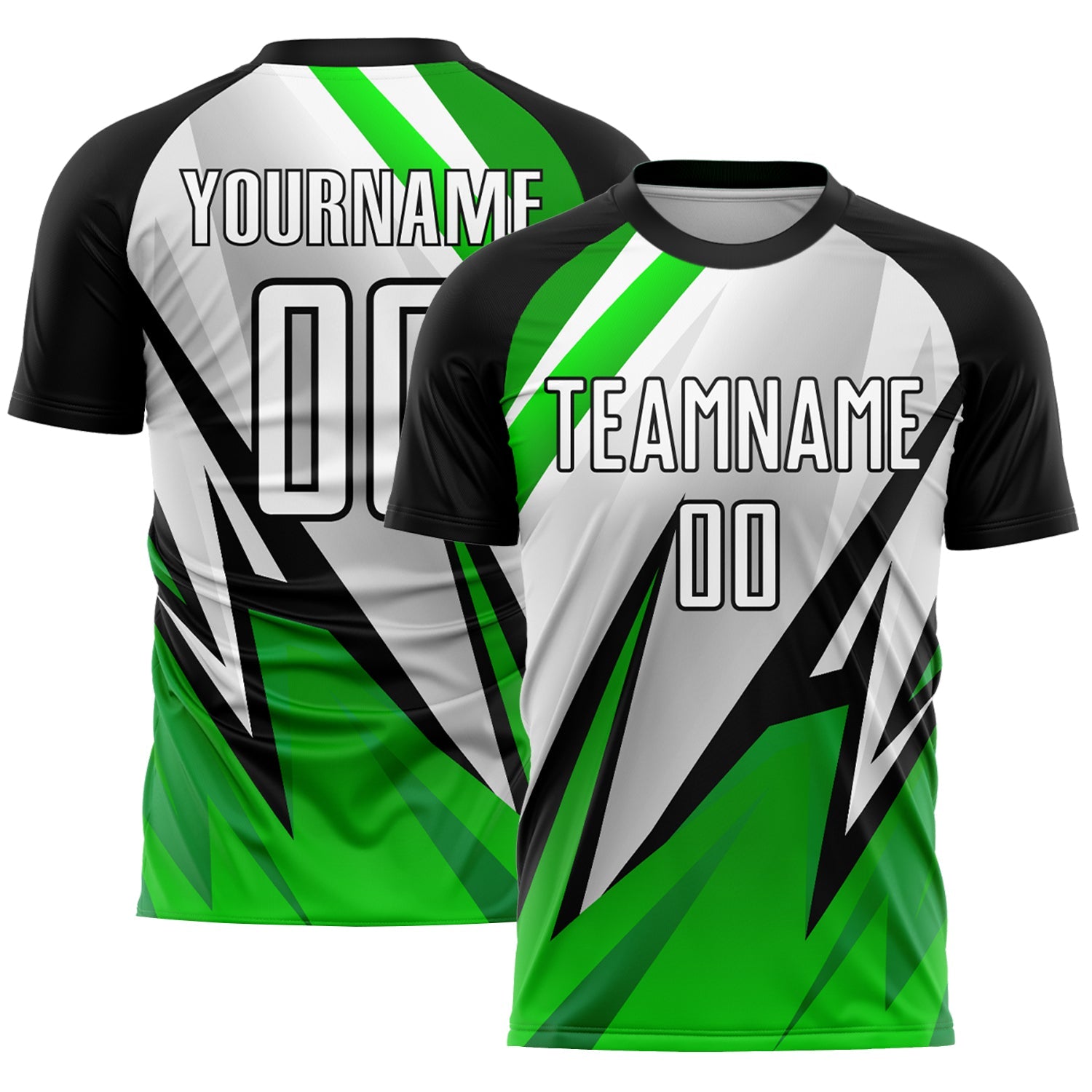 Custom Black White-Aurora Green Sublimation Soccer Uniform Jersey - Main View