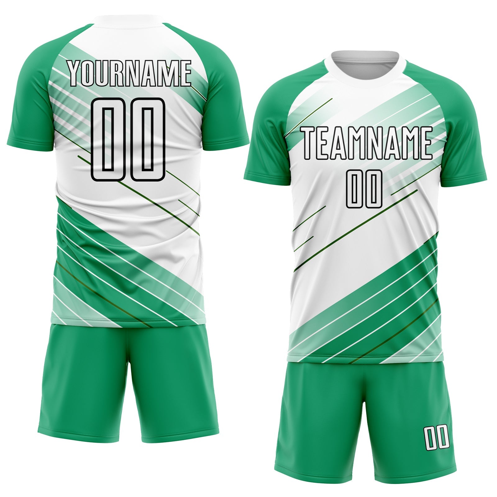 Custom Kelly Green White-Black Sublimation Soccer Uniform Jersey view 2