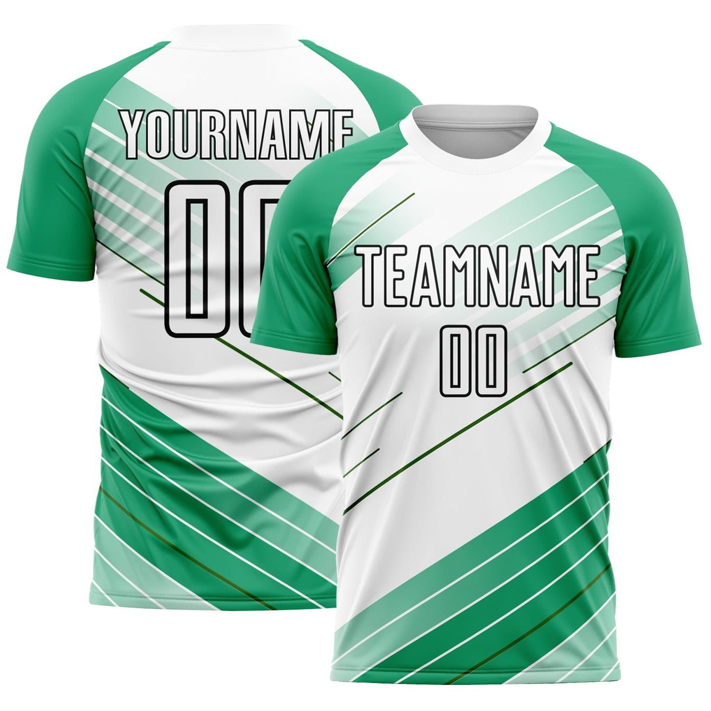 Custom Kelly Green White-Black Sublimation Soccer Uniform Jersey - Main View