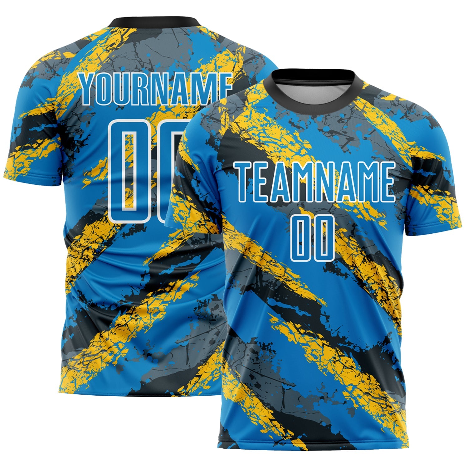 Custom Powder Blue Yellow-White Sublimation Soccer Uniform Jersey - Main View