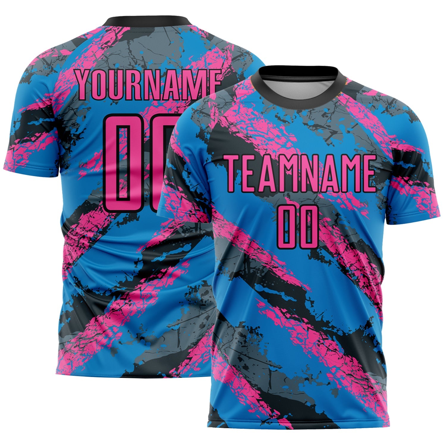 Custom Powder Blue Pink-White Sublimation Soccer Uniform Jersey - Main View