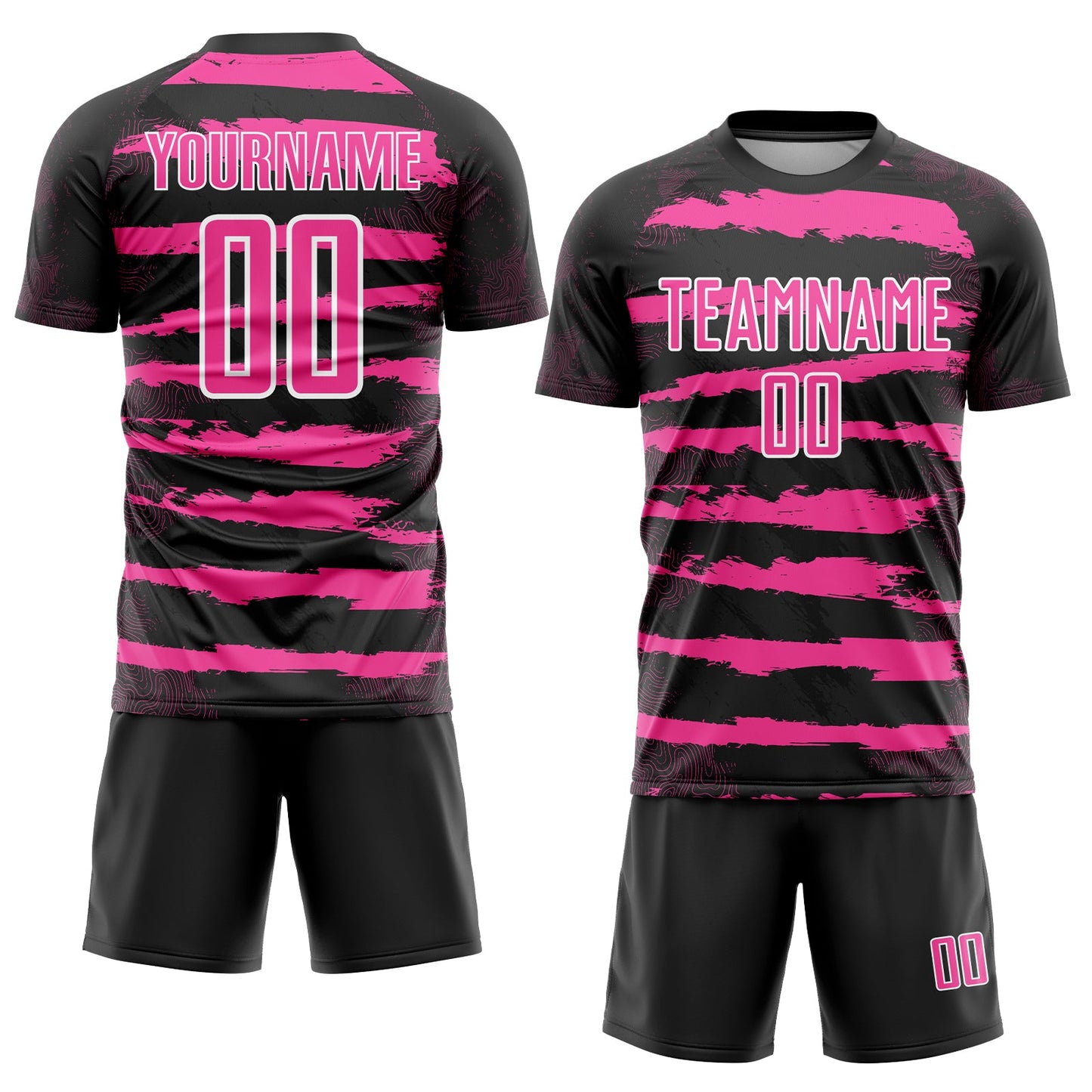 Custom Black Pink-White Sublimation Soccer Uniform Jersey view 2