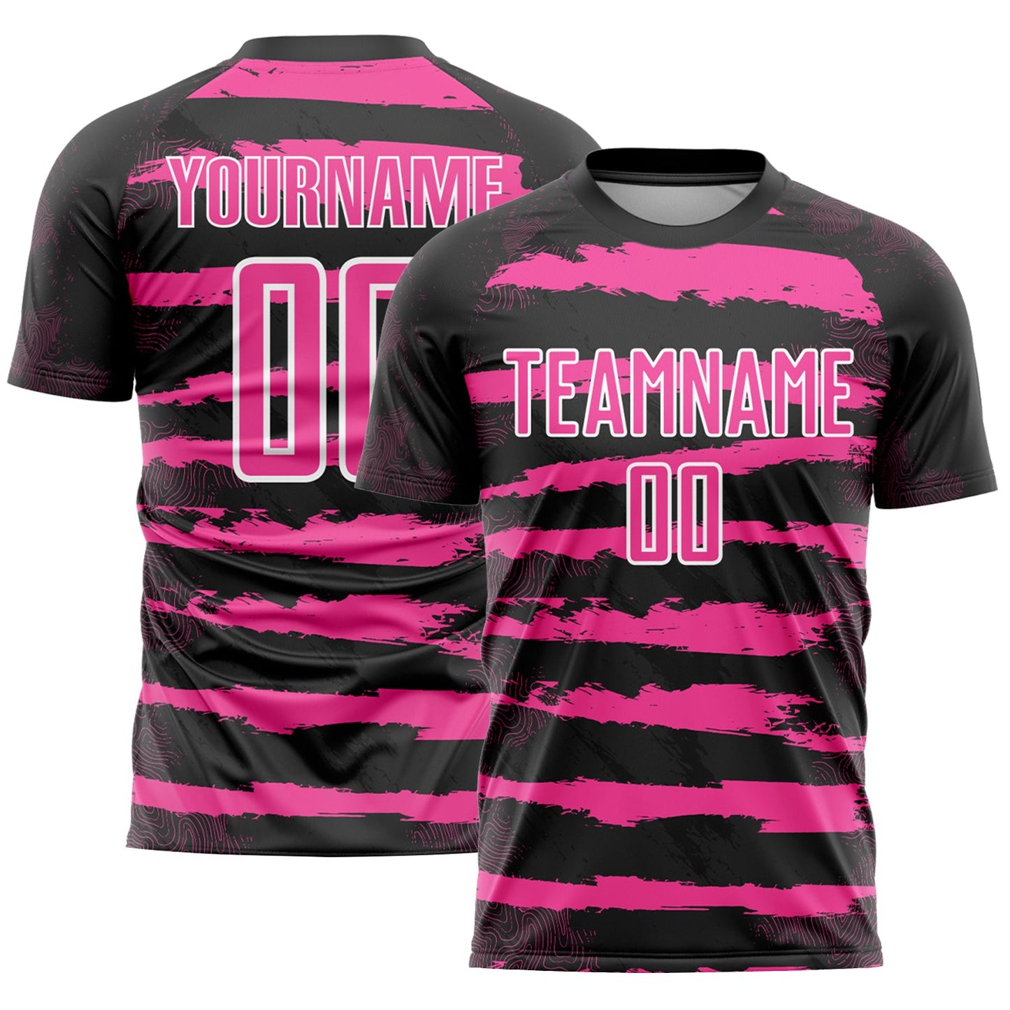 Custom Black Pink-White Sublimation Soccer Uniform Jersey - Main View