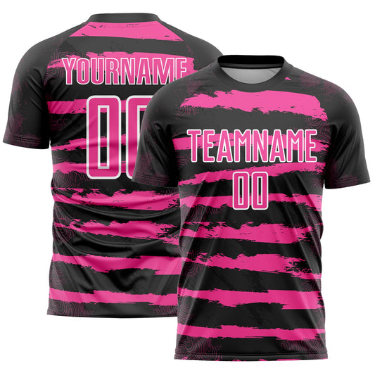 Custom Black Pink-White Sublimation Soccer Uniform Jersey - Main View