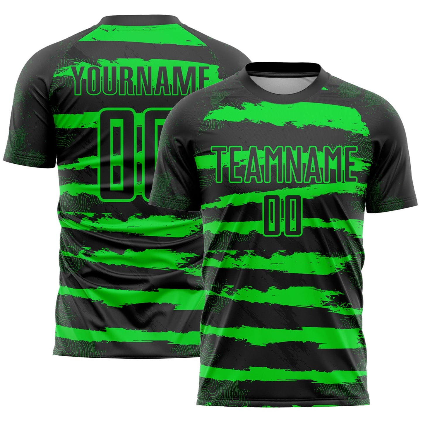 Custom Black Neon Green Sublimation Soccer Uniform Jersey - Main View