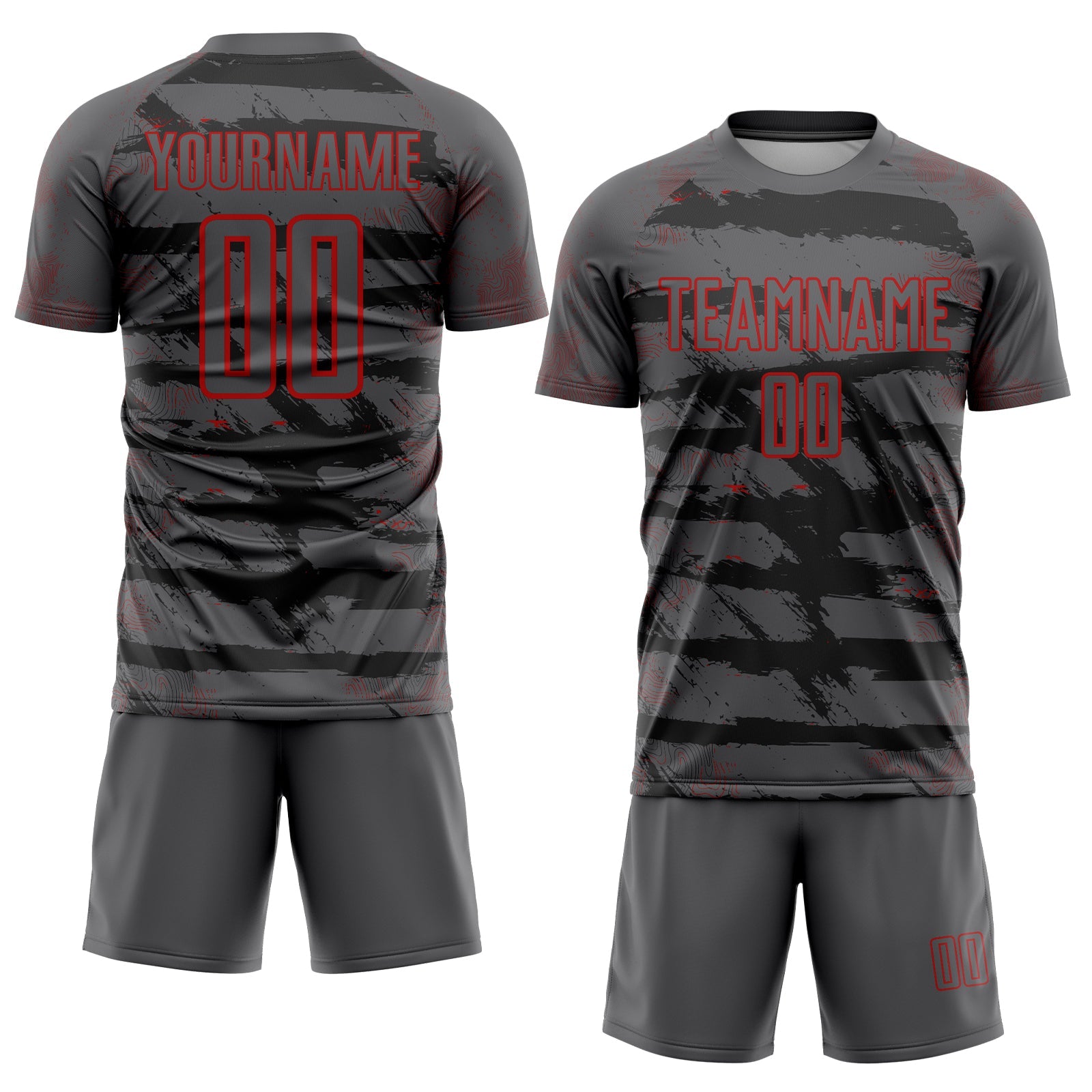 Custom Steel Gray Red Sublimation Soccer Uniform Jersey view 2