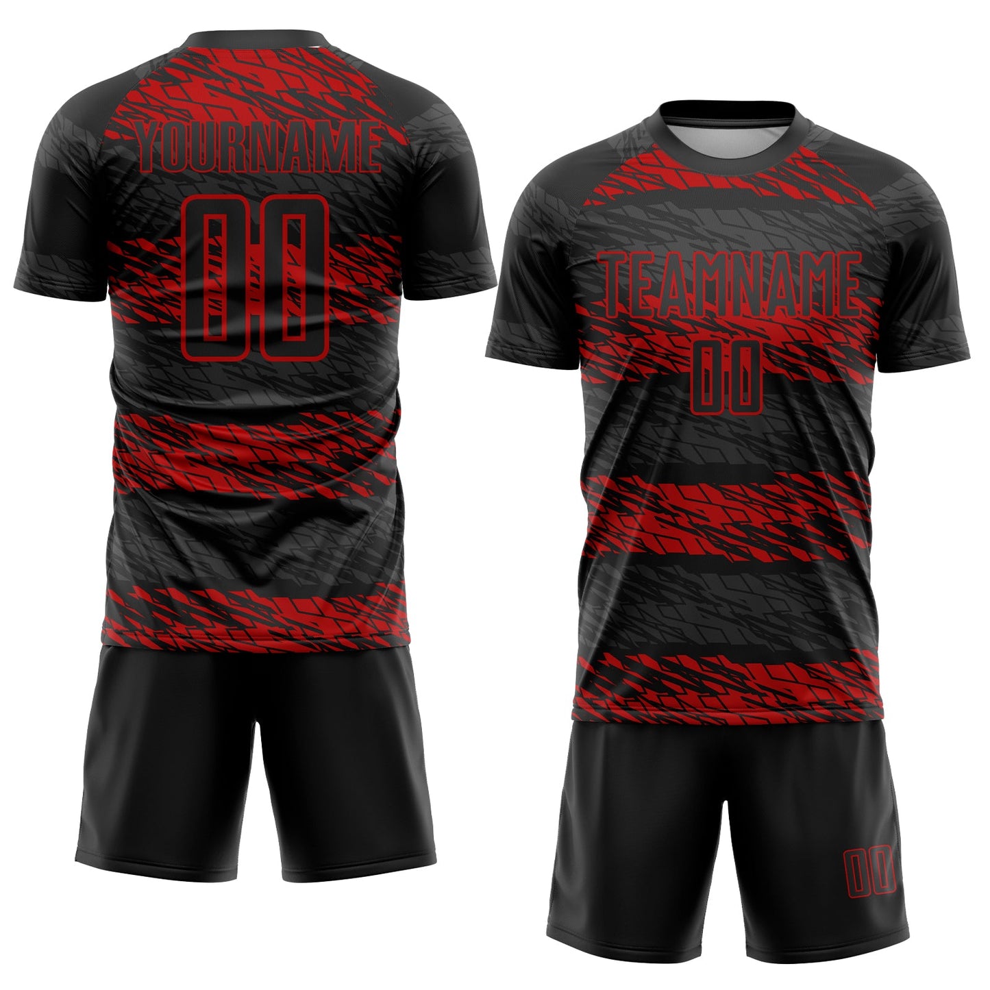 Custom Black Red Sublimation Soccer Uniform Jersey view 2