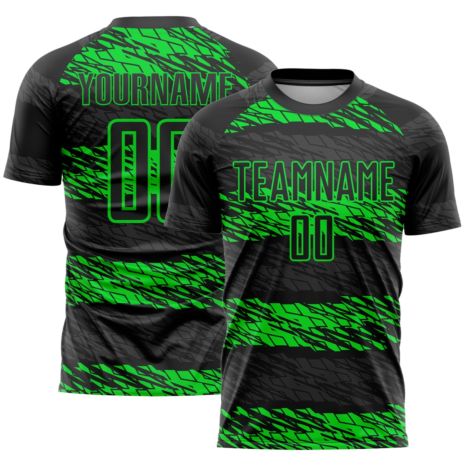 Custom Black Neon Green Sublimation Soccer Uniform Jersey - Main View