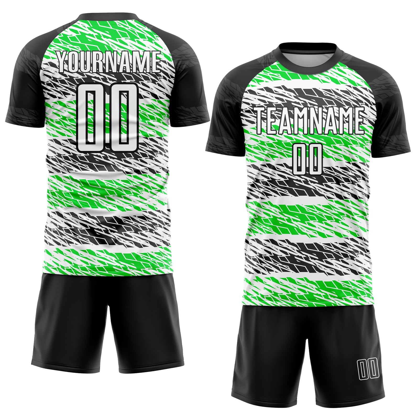 Custom Black White-Neon Green Sublimation Soccer Uniform Jersey view 2