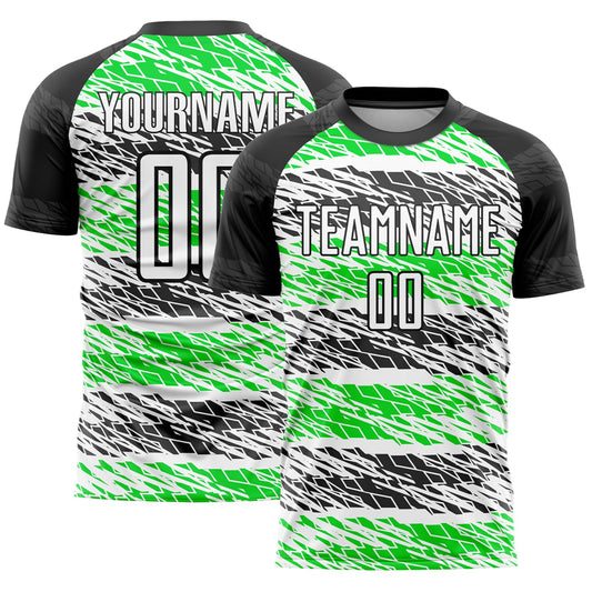 Custom Black White-Neon Green Sublimation Soccer Uniform Jersey - Main View