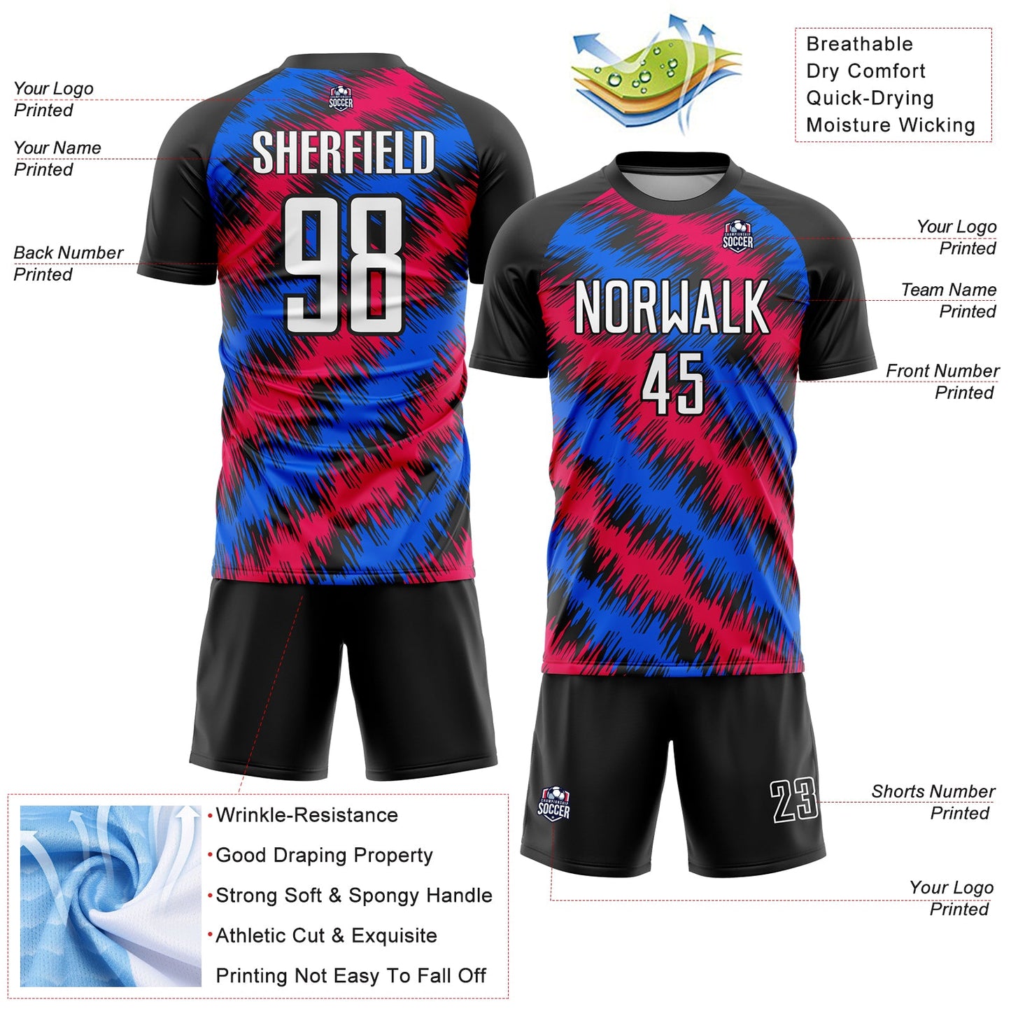 Custom Black Red-Royal Sublimation Soccer Uniform Jersey view 4