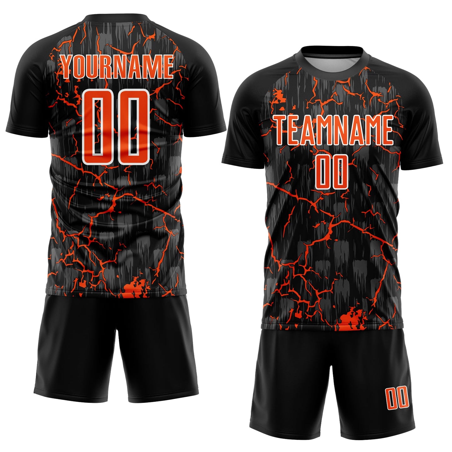 Custom Black Orange-White Pink Lightning Sublimation Soccer Uniform Jersey view 2